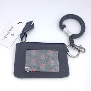 Vera Bradley Zip ID Case and Lanyard Set in Carbon Gray